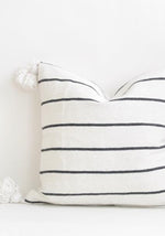 20"x20" Cotton Pom Pom Stripped Pillow Cover wih Tassels